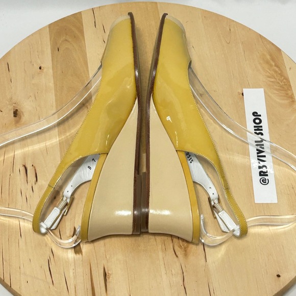 Bruno Magli Womens Peep Toe Tan Beige‎ Leather Wedge Slingback NWOB - Size 7B - Picture 6 of 9